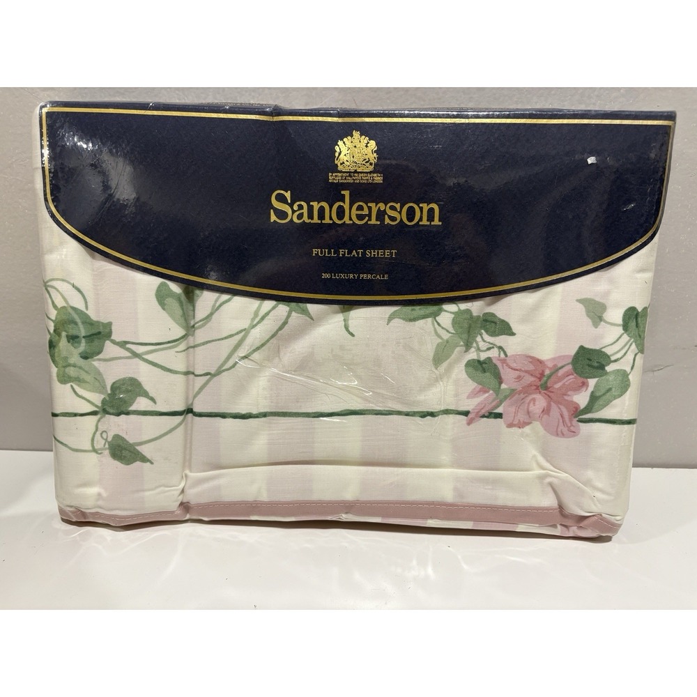 Vintage Sanderson Ville De Lyon Multi Utica Full Flat Sheet 90s 1993 NIP NOS